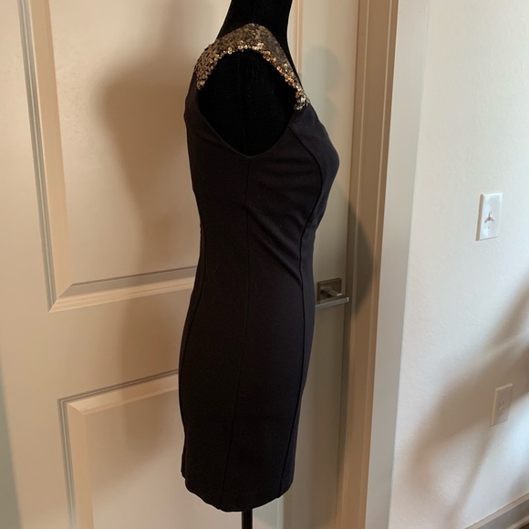 Black Guess Dress with Gold Sequin Straps - Picture 4 of 6